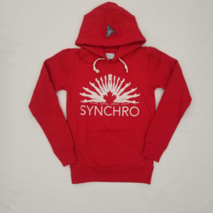 front of synchro hoodie, red