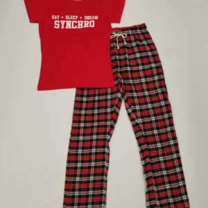 synchro swim sleep set, red top with plaid red bottoms