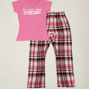 synchro sleep set, pink top with plaid pink bottoms
