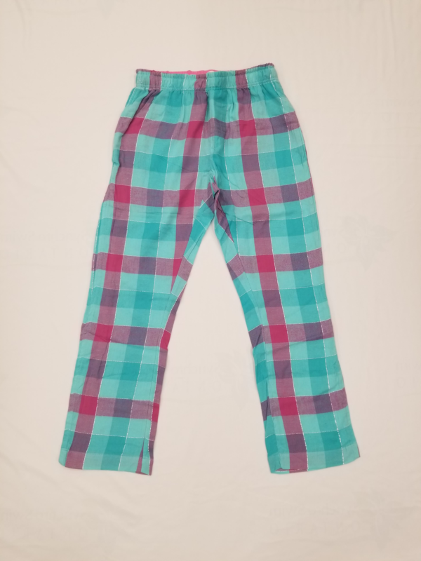 pajama bottoms, blue plaid