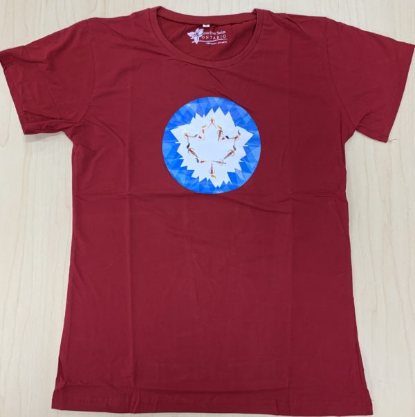 Red T-Shirt with swimmers forming Maple Leaf in the middle