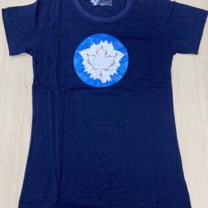 Navy Blue T-shirt with swimmers in the middle forming a maple leaf