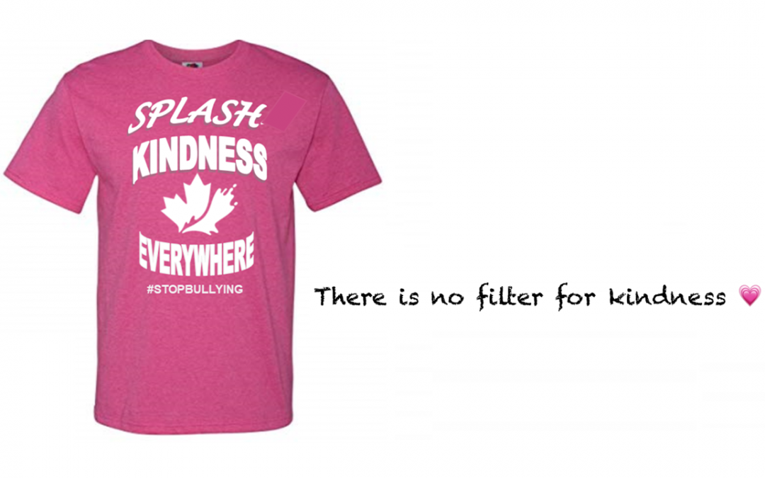graphic of a pink shirt that says there is no filter for kindness